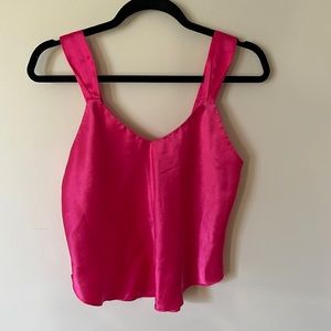 Vintage Hot Pink Satin Cropped Tank